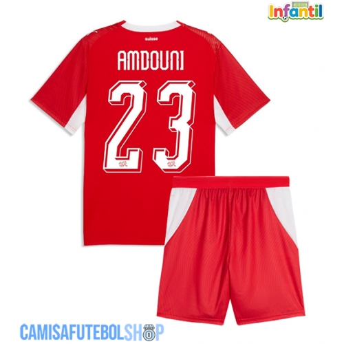 Camisa de time de futebol Suíça Zeki Amdouni #23 Replicas 1º Equipamento Infantil Mundo 2026 Manga Curta (+ Calças curtas)
